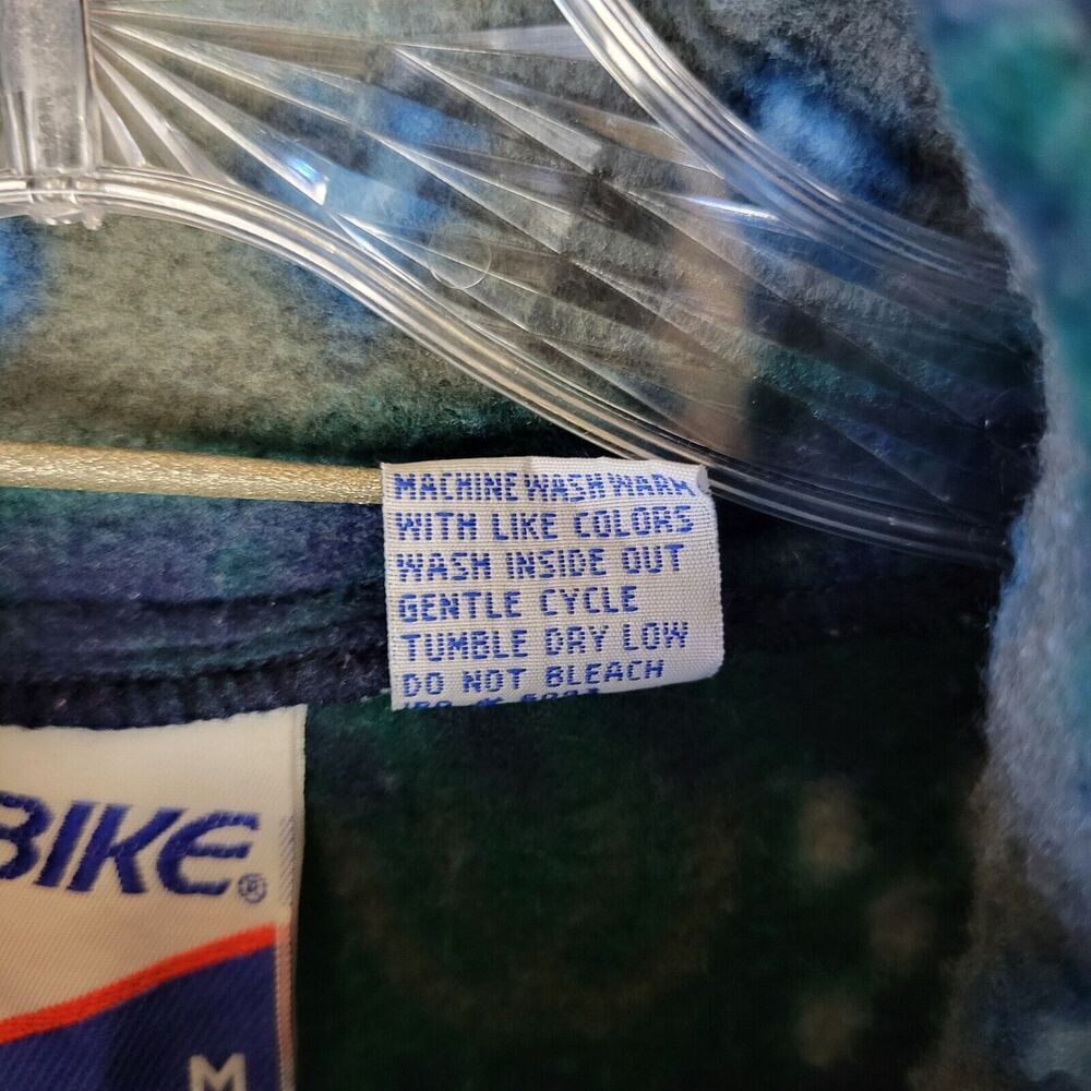 Vintage BIKE Sweater Mens Medium Blue Green Fleece Geometric Pattern Synchilla - Picture 3 of 8